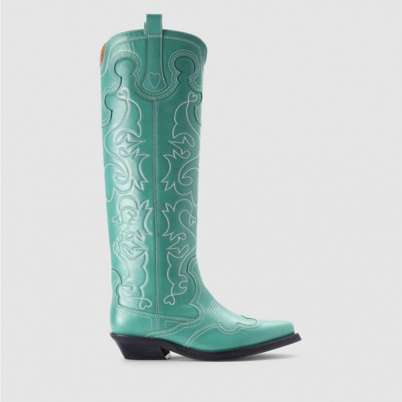 Ganni Shoes - Ganni Green Knee High Cowboy Boots